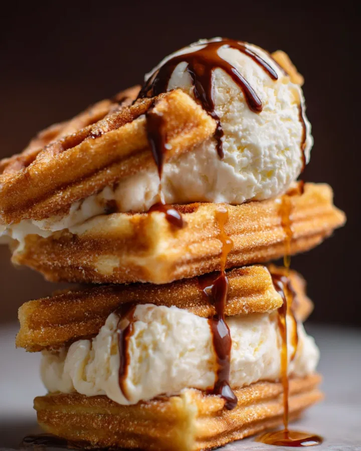 Churro Waffle Ice Cream Sandwiches