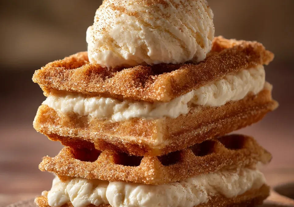 Churro Waffle Ice Cream Sandwiches