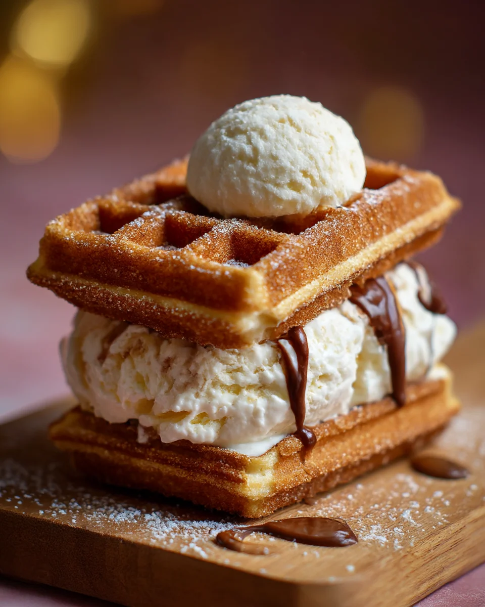 Churro Waffle Ice Cream Sandwiches