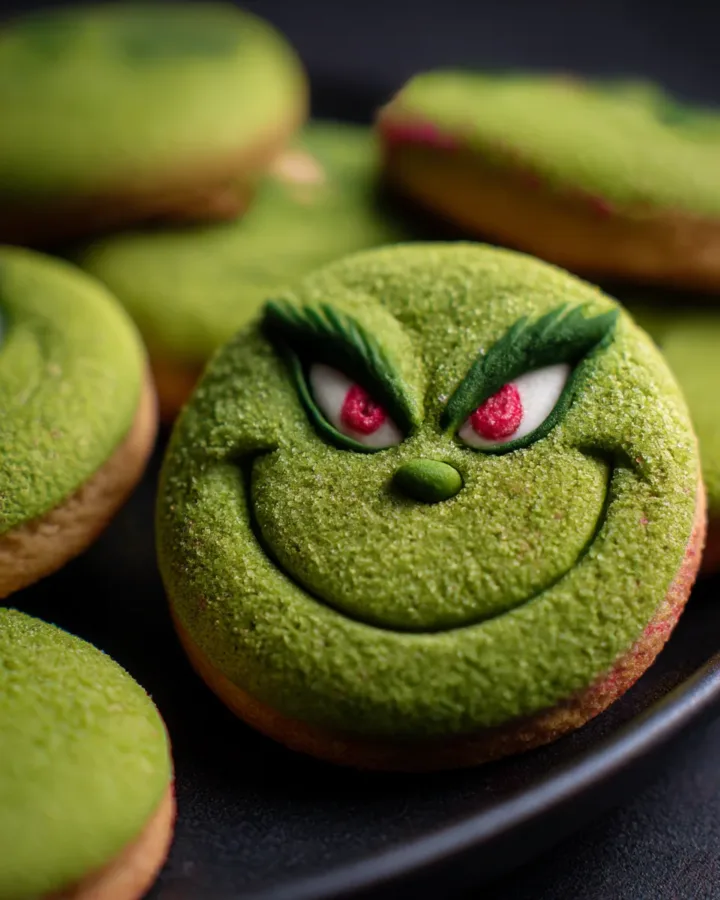 Grinch-Themed Matcha Sugar Cookies