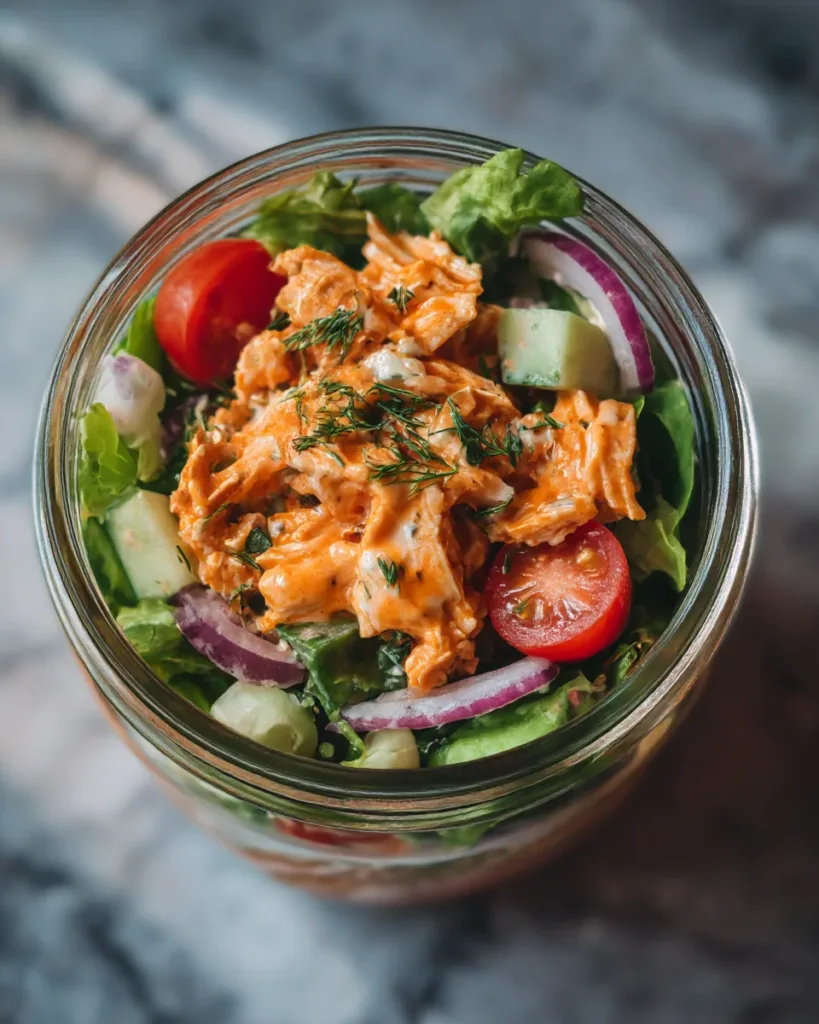 High-Protein Buffalo Chicken Jar Salad