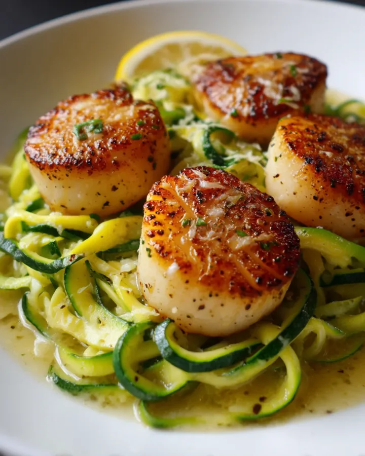 Lemon Butter Scallops with Garlic Zoodles