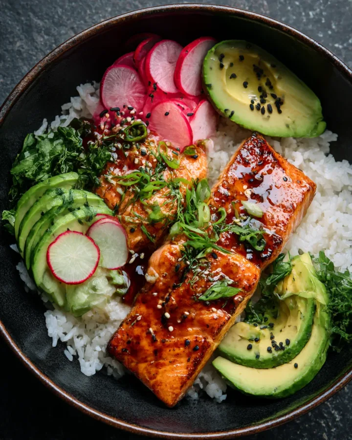 Miso Butter Salmon Rice Bowls