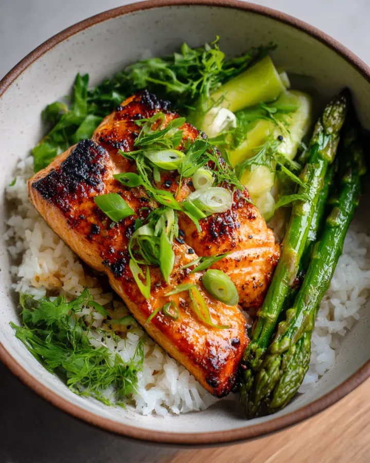Miso Butter Salmon Rice Bowls