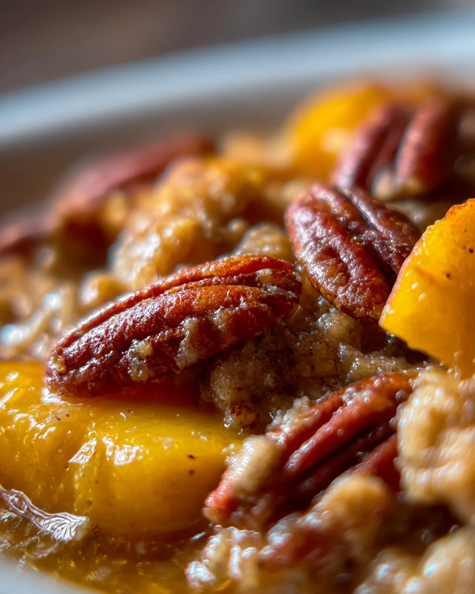 Peach Bourbon Pecan Cobbler