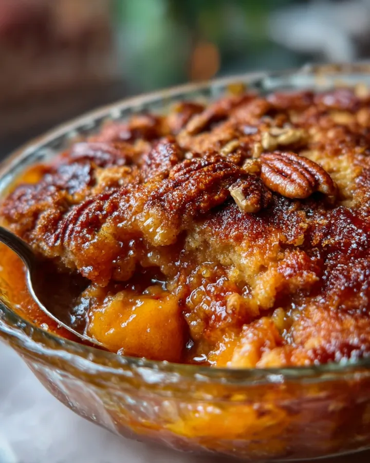 Peach Bourbon Pecan Cobbler