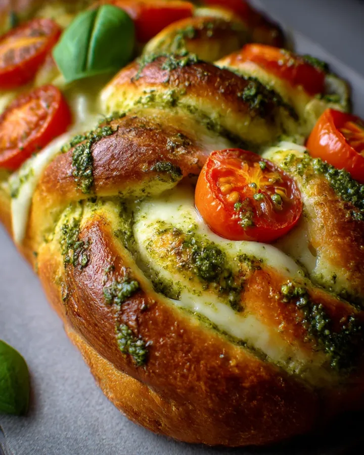 Pesto Caprese Braided Bread