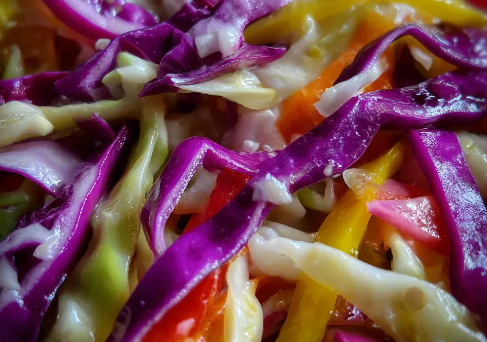 Pickled Veggie Rainbow Cabbage Slaw