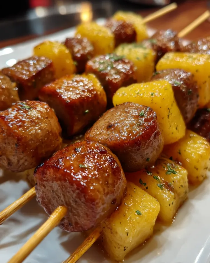 Sausage and Pineapple Party Skewers