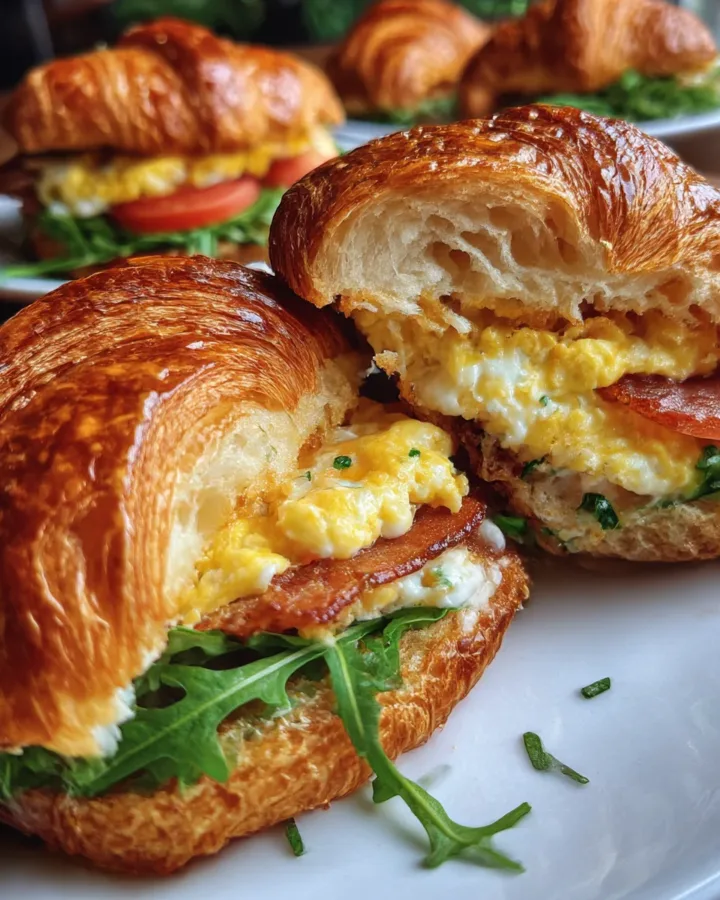 Smashed Croissant Breakfast Sandwiches