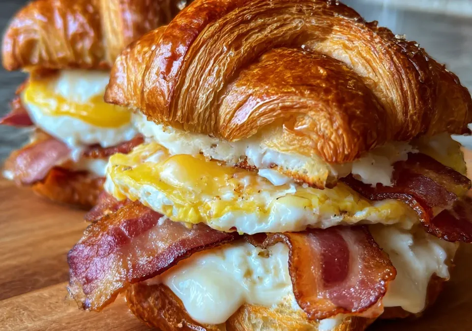 Smashed Croissant Breakfast Sandwiches