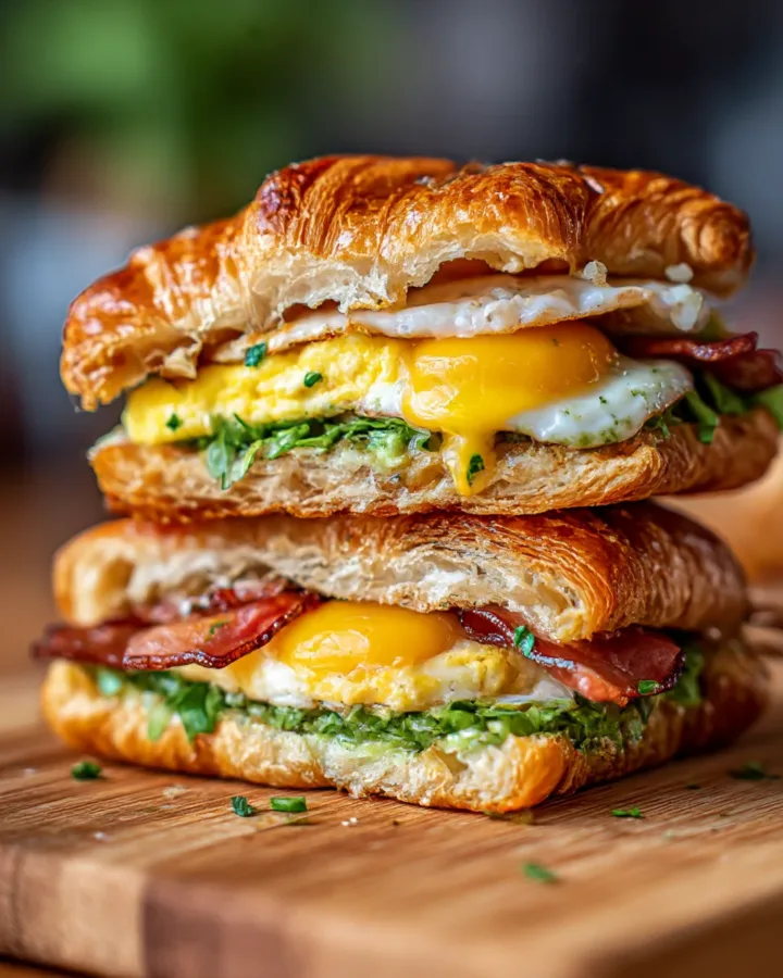 Smashed Croissant Breakfast Sandwiches