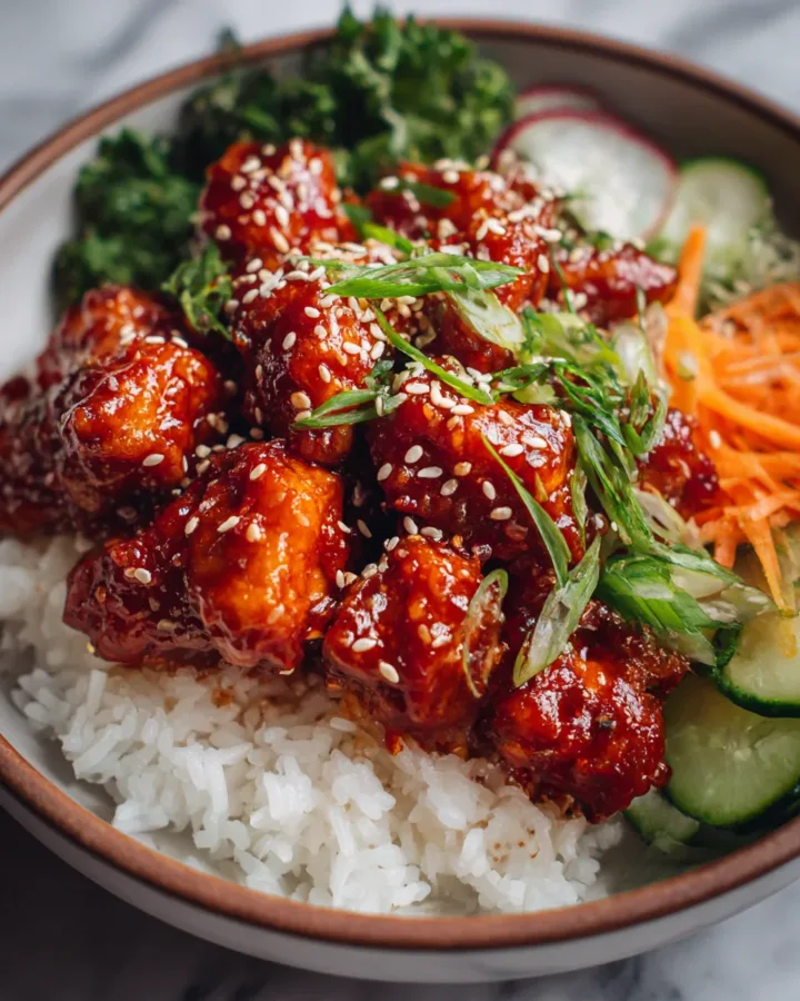 Spicy Korean Gochujang Chicken Bowls