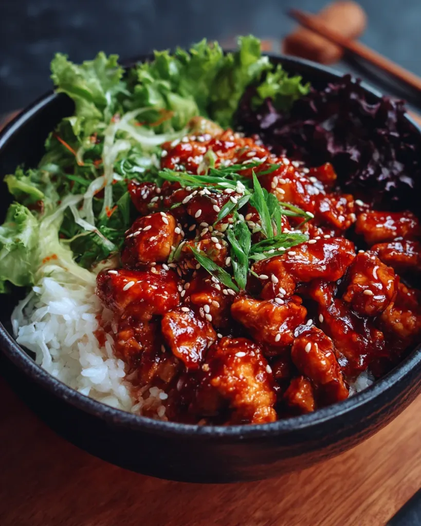 Spicy Korean Gochujang Chicken Bowls