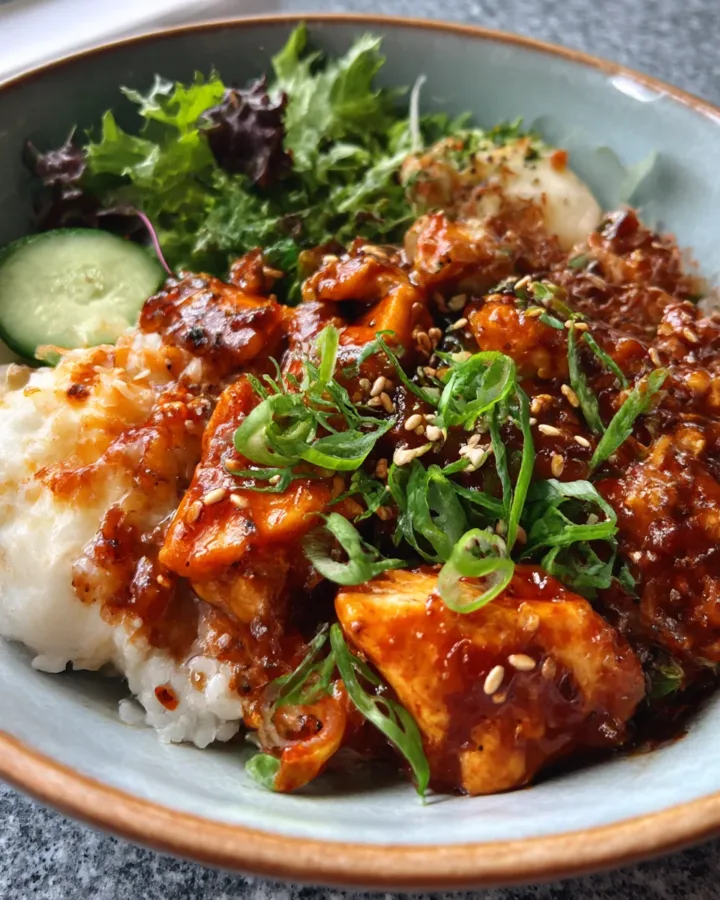 Spicy Korean Gochujang Chicken Bowls