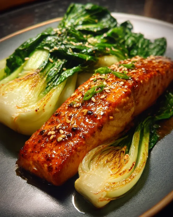 Spicy Miso Salmon with Sesame Bok Choy