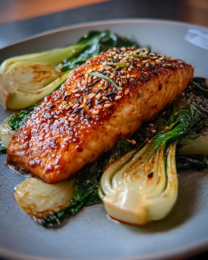 Spicy Miso Salmon with Sesame Bok Choy