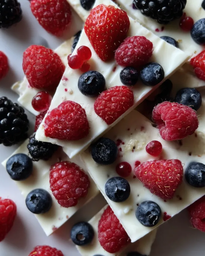 Healthy Frozen Yogurt Bark with Berries