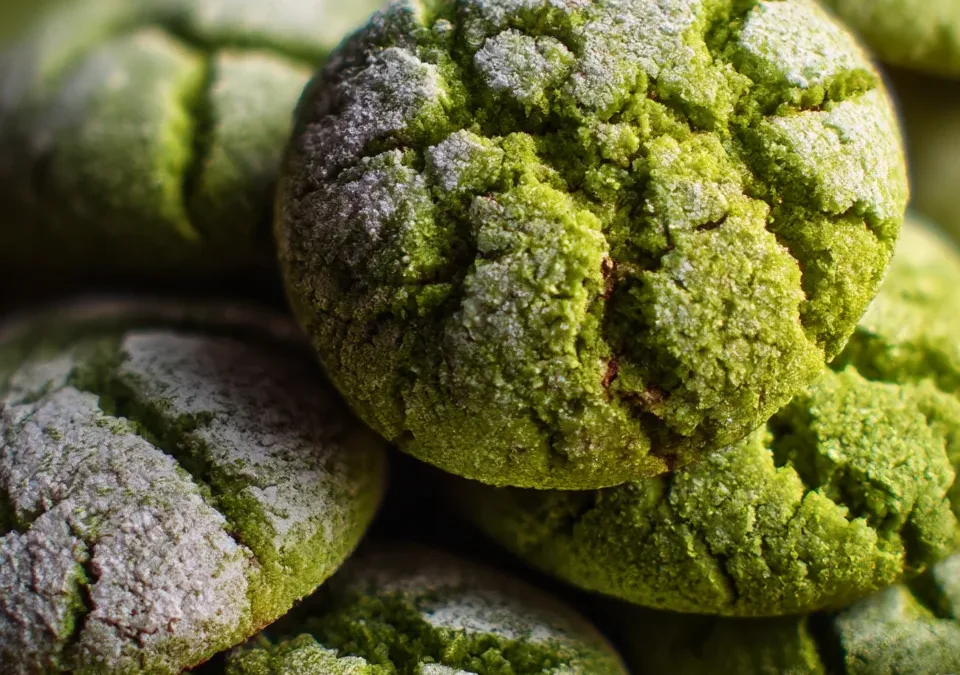 Strawberry Matcha Crinkle Cookies