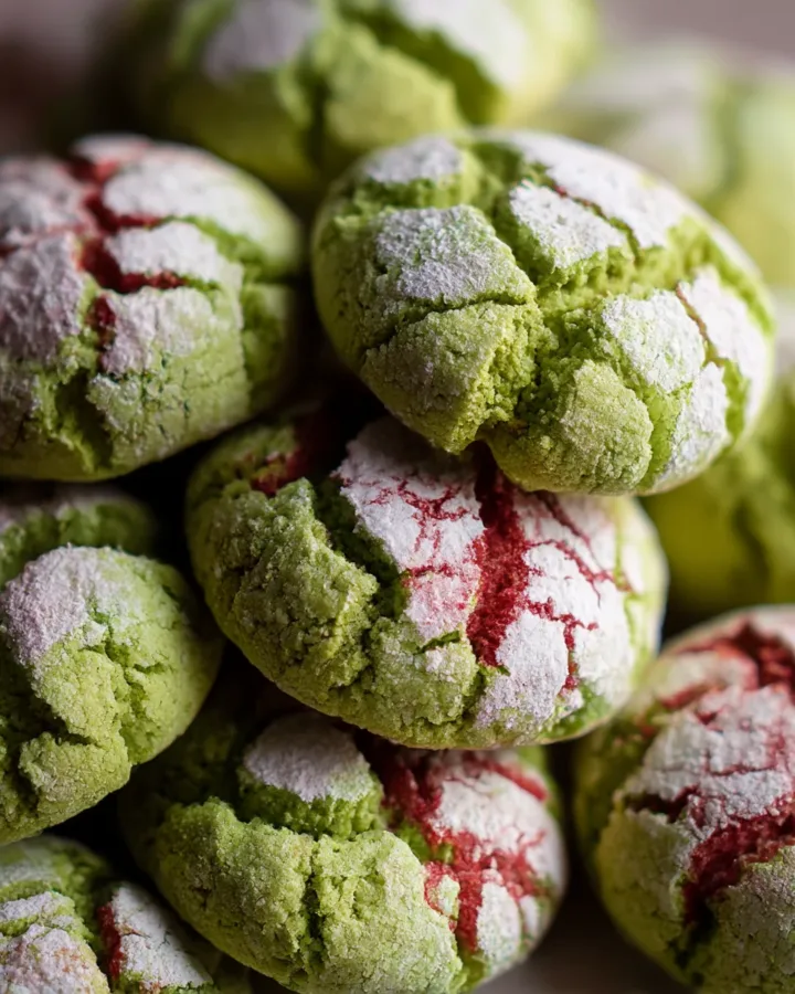Strawberry Matcha Crinkle Cookies