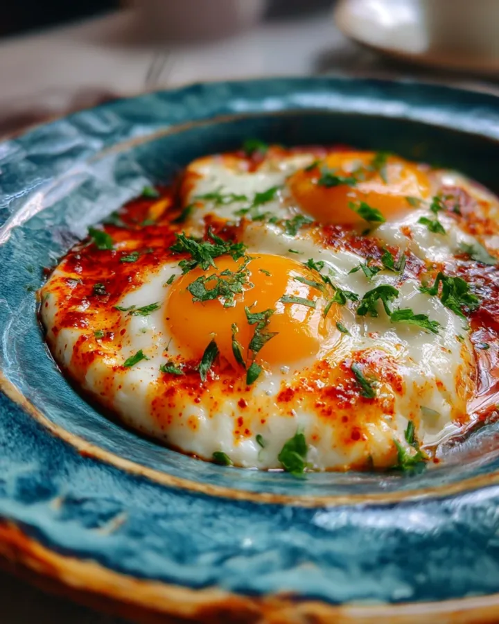 Turkish Eggs Cilbir with Chili Butter