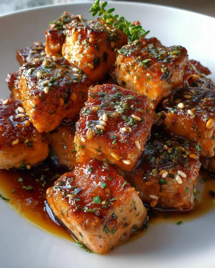 Air Fryer Salmon Bites with Honey Soy Glaze