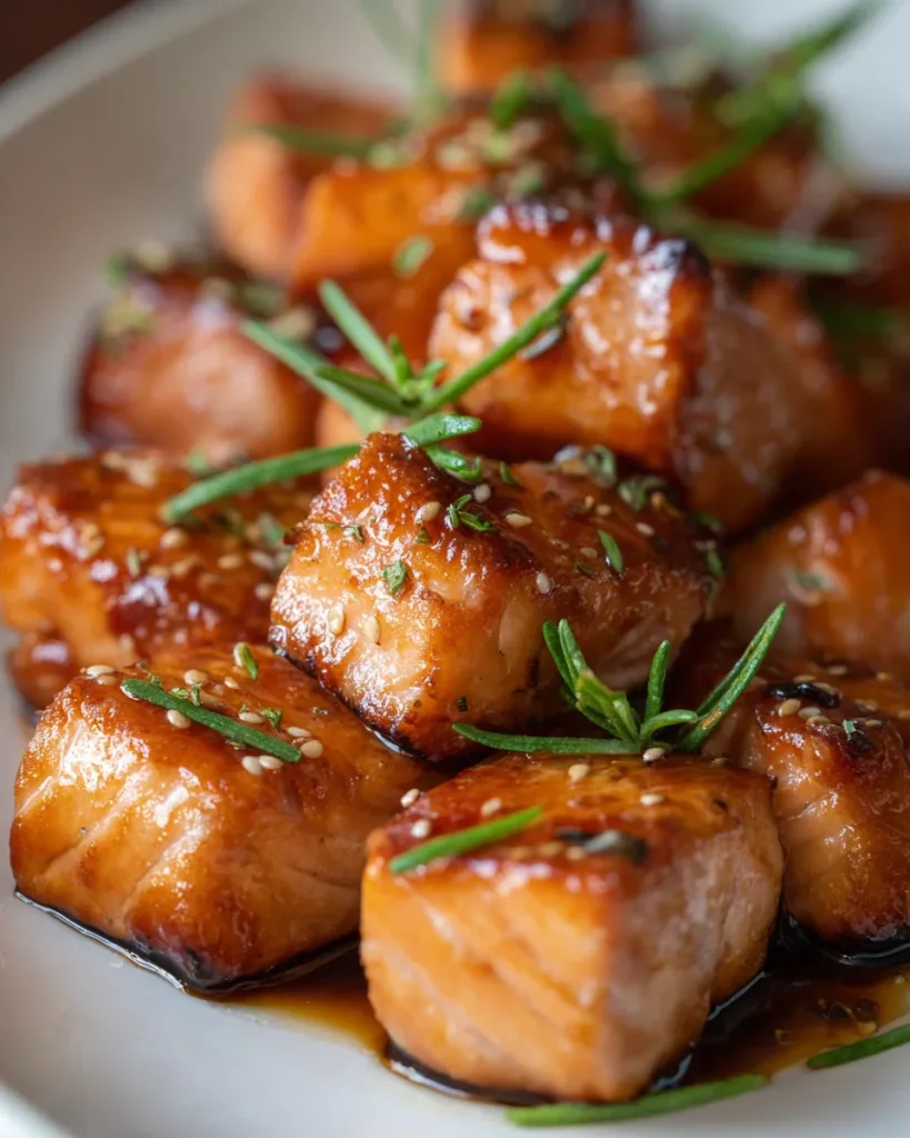 Air Fryer Salmon Bites with Honey Soy Glaze