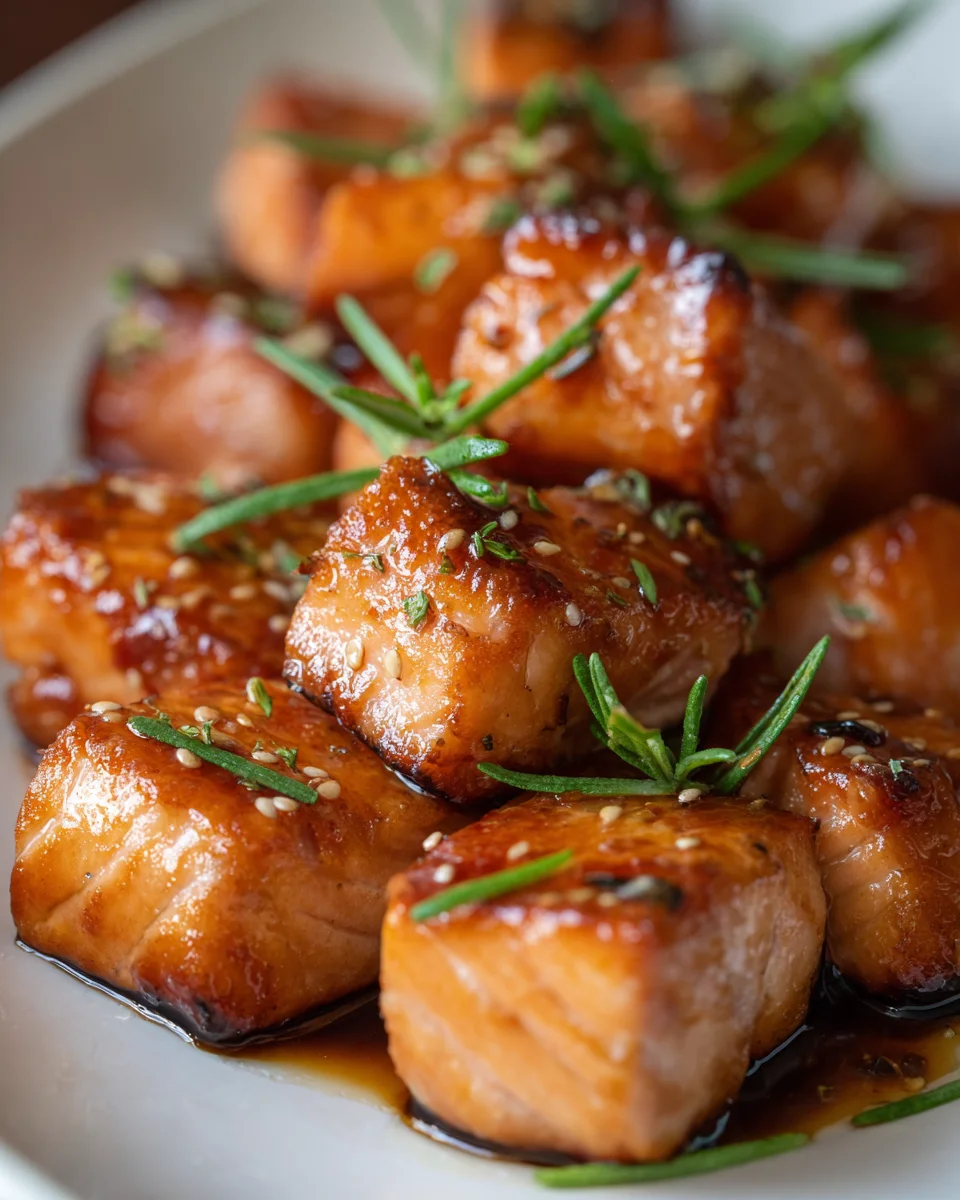 Air Fryer Salmon Bites with Honey Soy Glaze