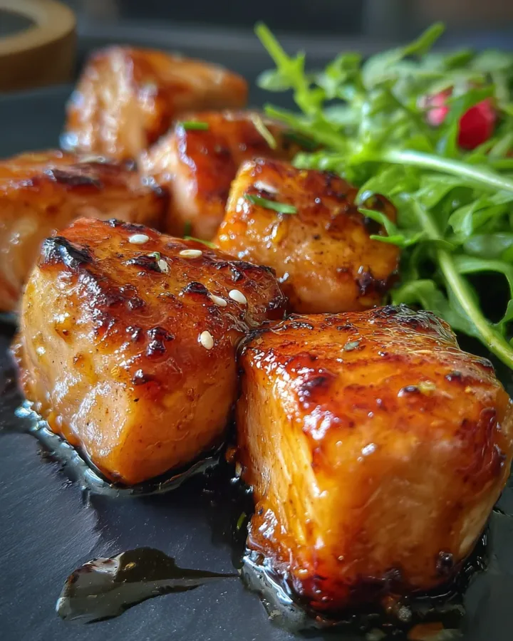 Air Fryer Salmon Bites with Honey Soy Glaze