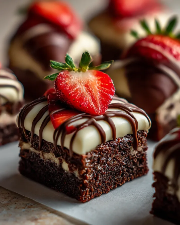 Chocolate Covered Strawberry Brownies