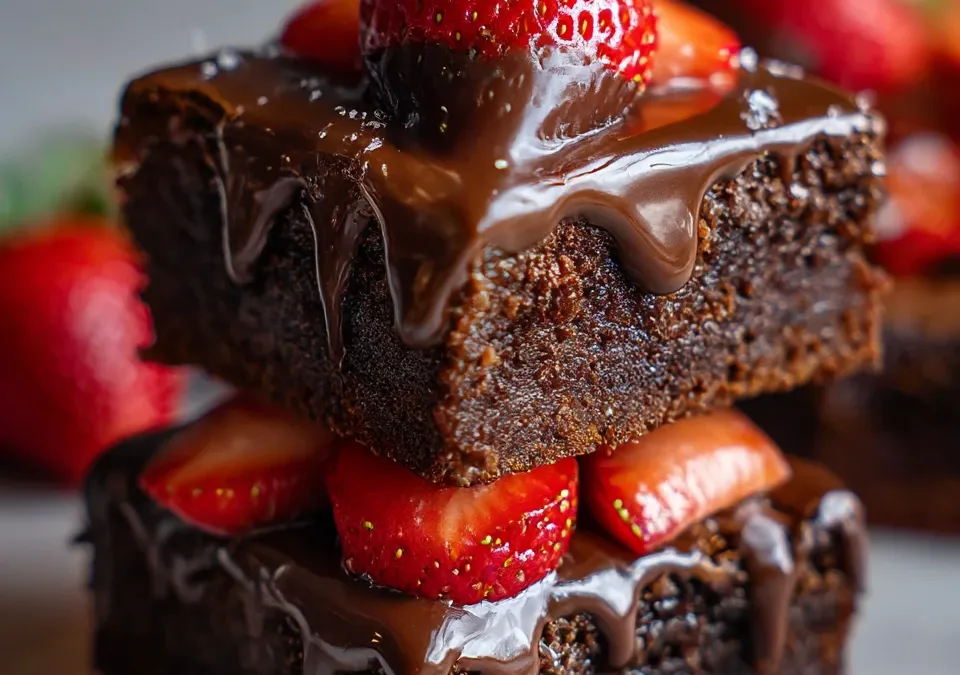 Chocolate Covered Strawberry Brownies