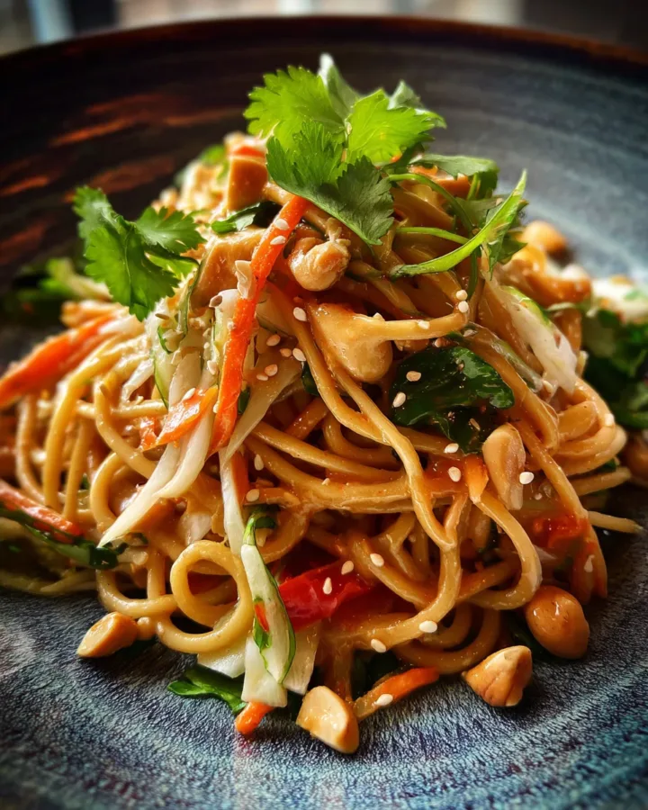 Cold Peanut Noodle Salad with Crunchy Slaw