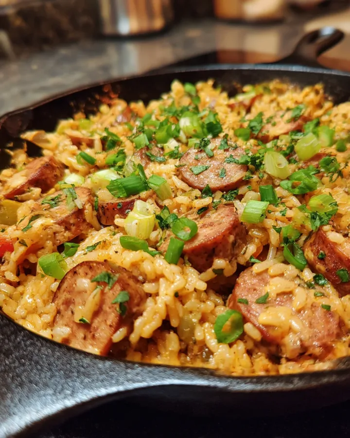 Creamy Cajun Sausage and Rice Skillet