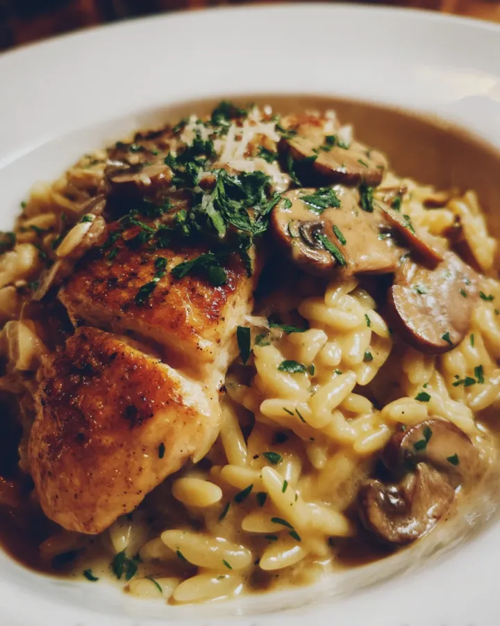 Creamy Mushroom Chicken Orzo