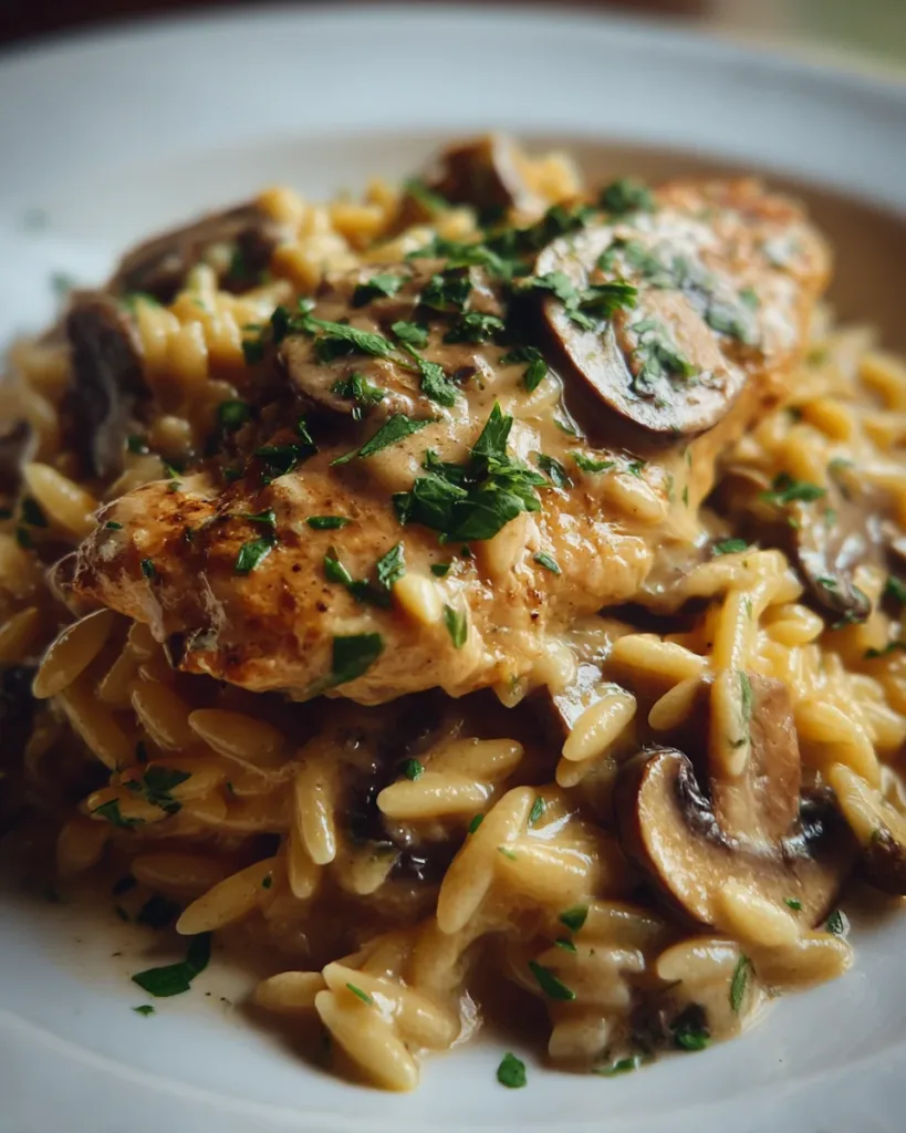 Creamy Mushroom Chicken Orzo