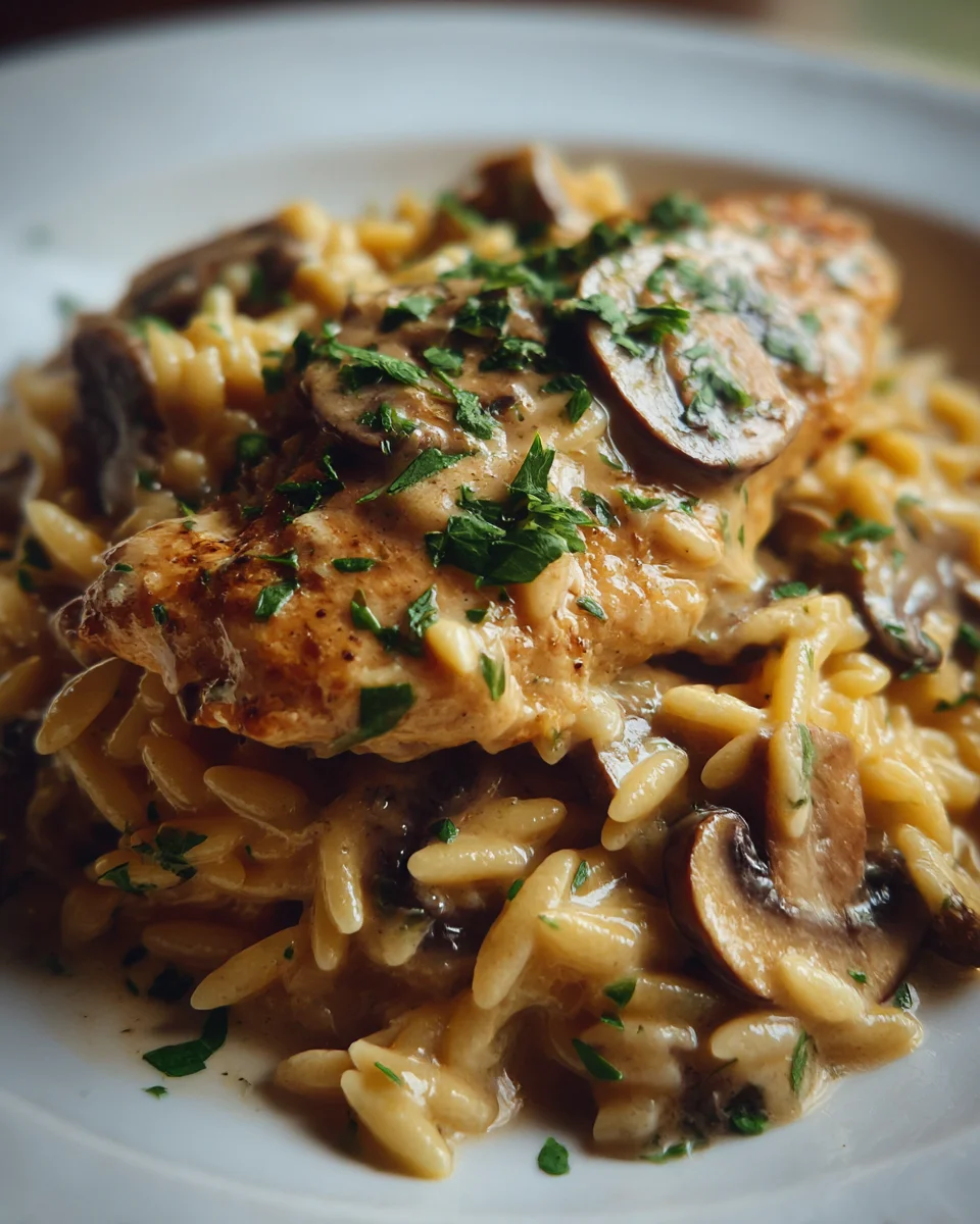 Creamy Mushroom Chicken Orzo