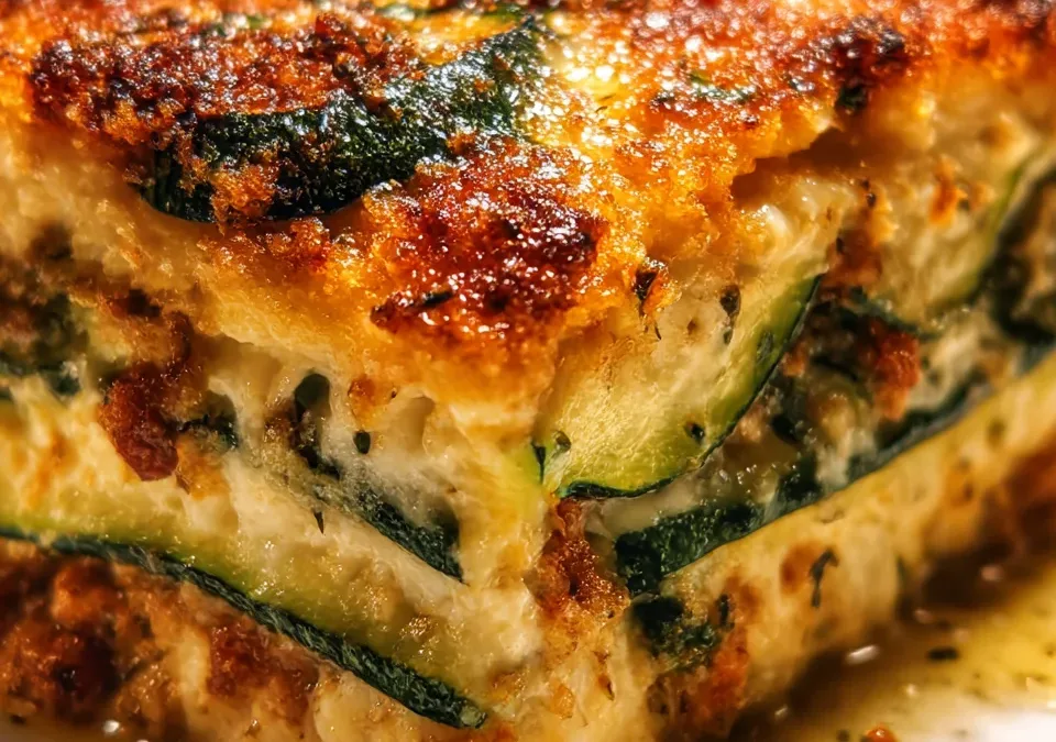 Crispy Parmesan Crusted Zucchini Lasagna