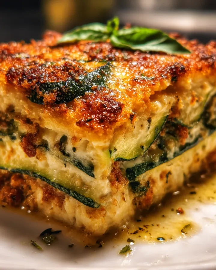 Crispy Parmesan Crusted Zucchini Lasagna