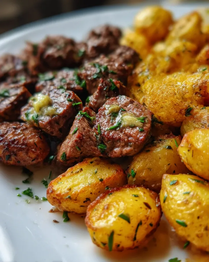 Garlic Butter Steak Bites with Crispy Potatoes