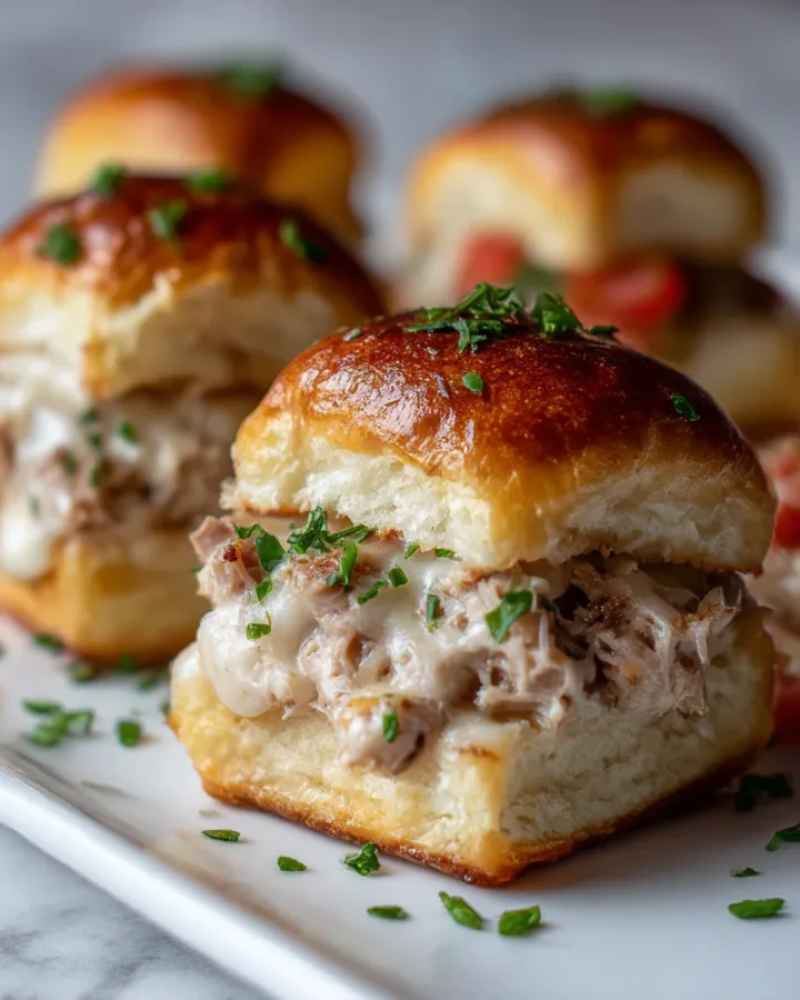 Tuna Melt Sliders on Hawaiian Rolls