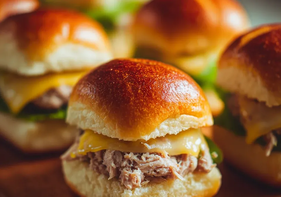 Tuna Melt Sliders on Hawaiian Rolls