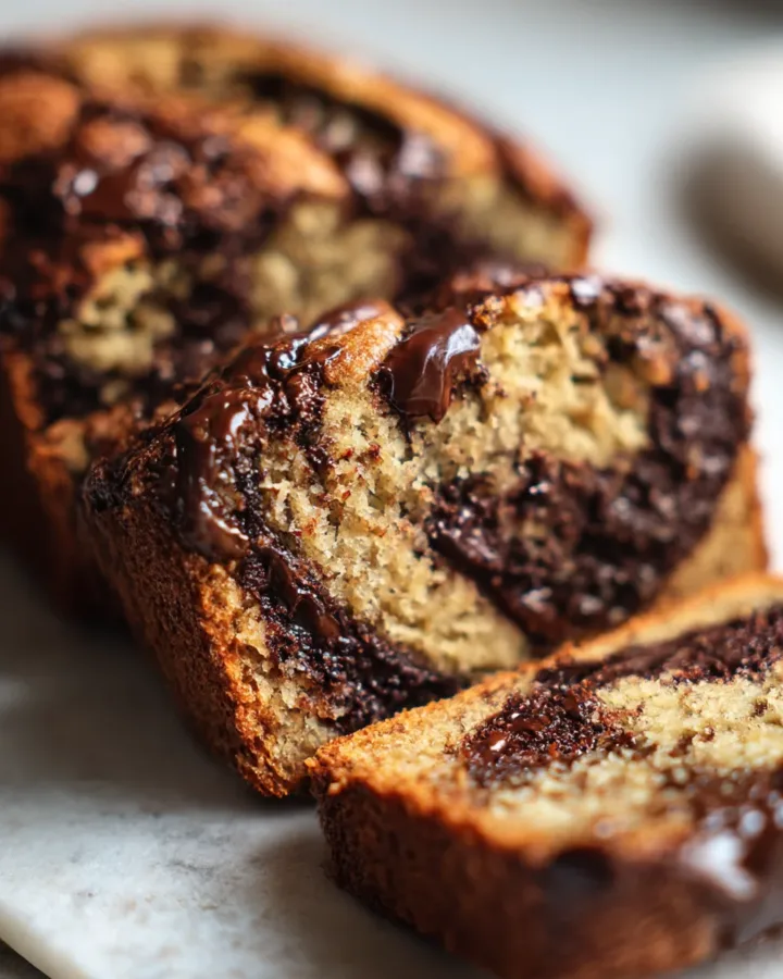 Vegan Choco-Chunk Tahini Swirl Banana Bread
