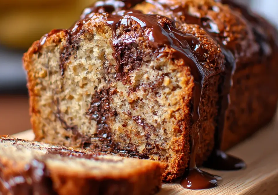Vegan Choco-Chunk Tahini Swirl Banana Bread