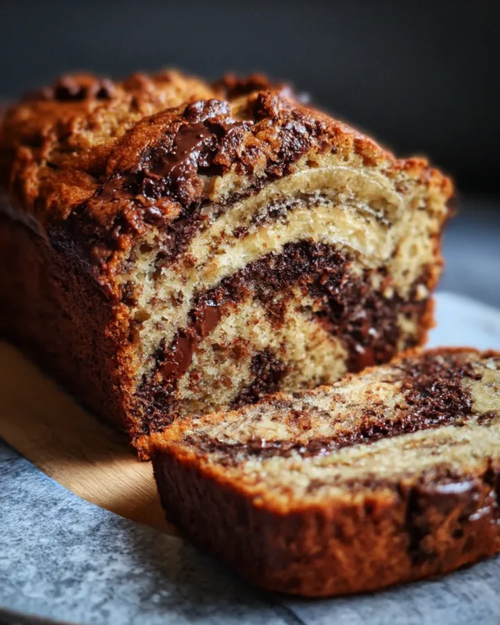 Vegan Choco-Chunk Tahini Swirl Banana Bread