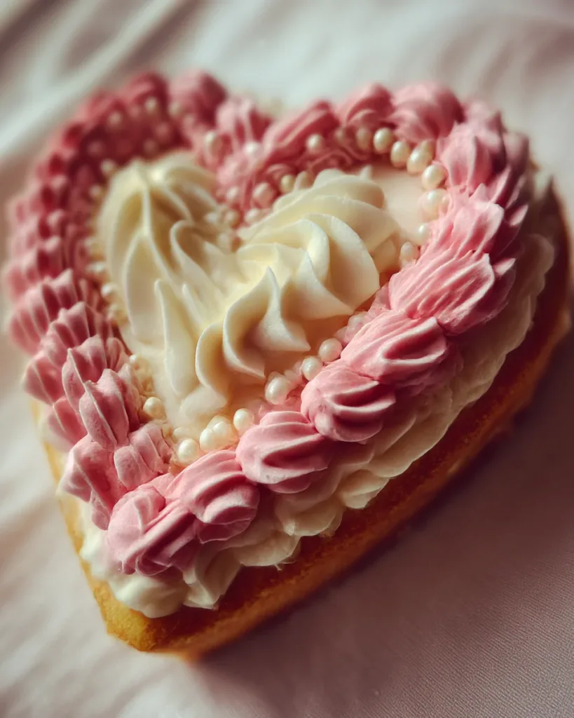 Vintage Heart Cake with Pink Piping