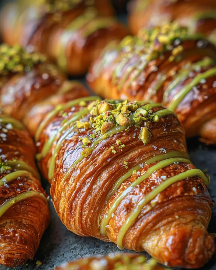 Viral Flat Croissants with Pistachio Drizzle