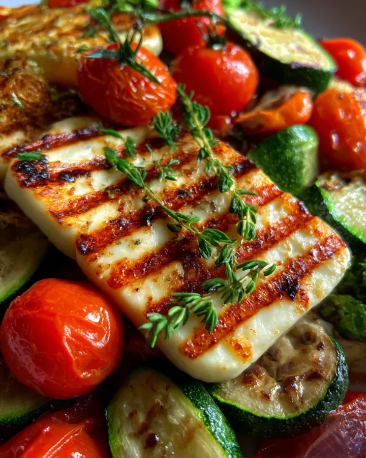 vegetarian grilled halloumi dish