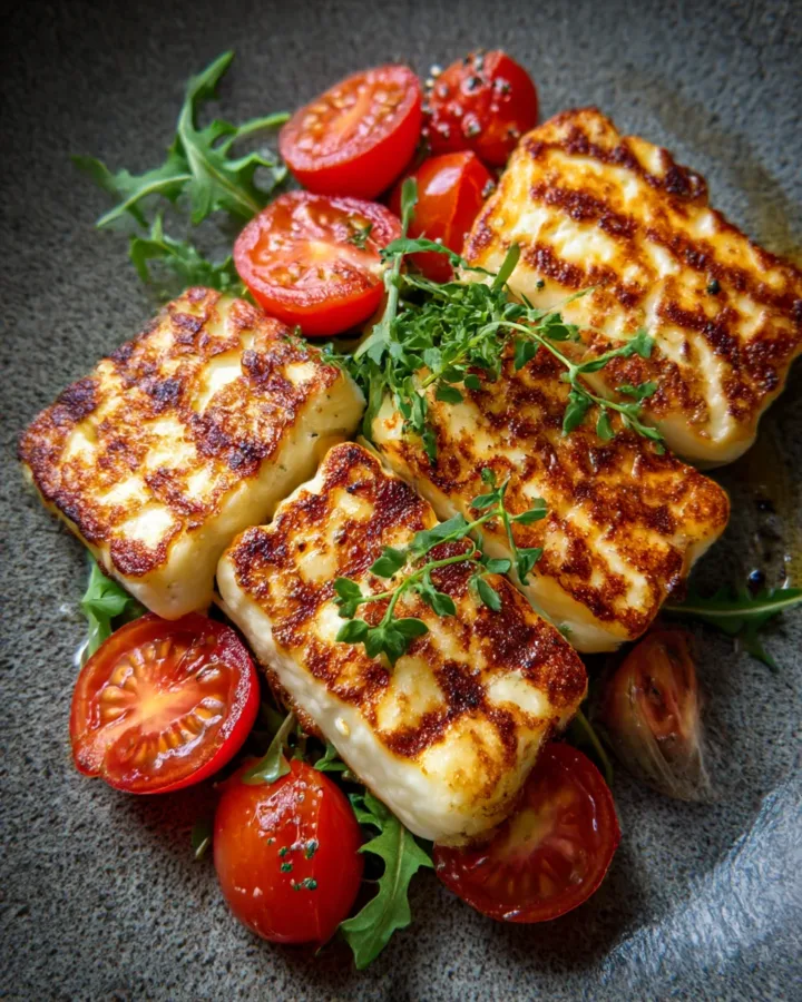 vegetarian grilled halloumi dish