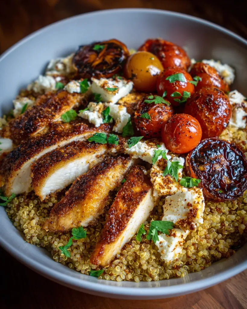 Baked Feta Chicken Quinoa Bowls