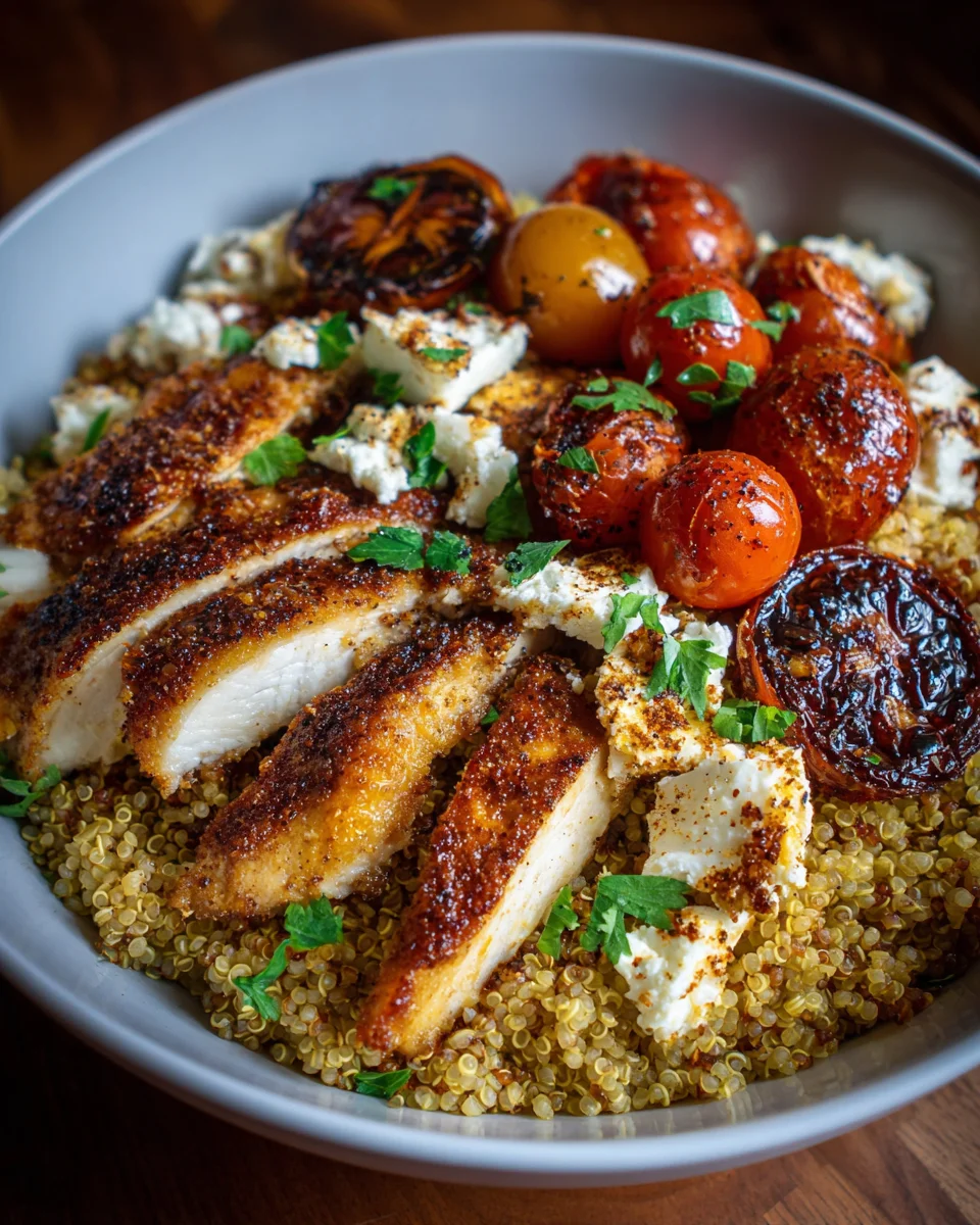 Baked Feta Chicken Quinoa Bowls